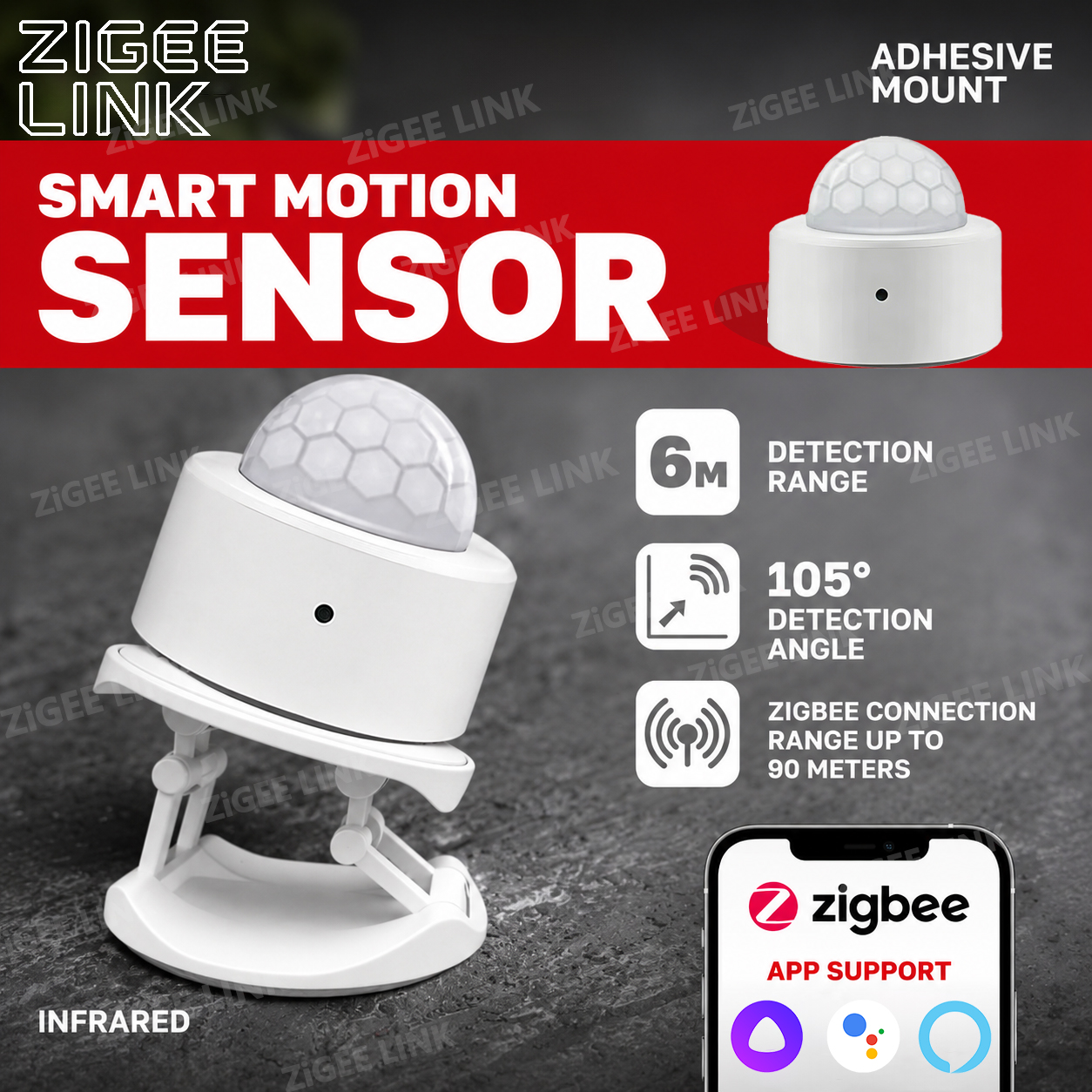 Zigbee Motion Sensor - Zigbee PIR モーションセンサー人体赤外線検出器ホームセキュリティアラーム移動検出センサーはスマートライフで動作します