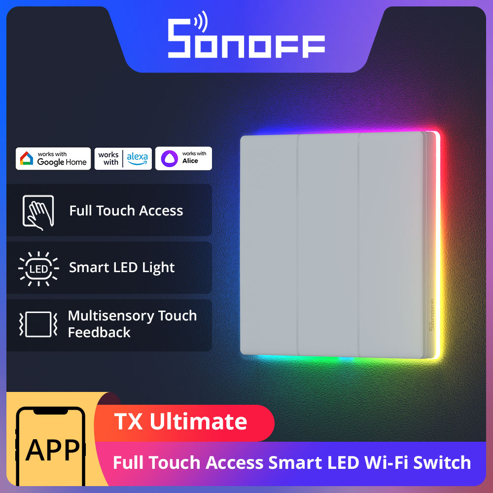 Wifi Led Dimmer - スマートwifiウォールスイッチ,Alexa,Google,Aliceを介したリモコン,マルチセンサー,LED,究極のSONOFF-TX