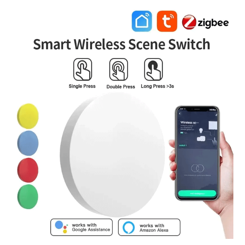 Smart Home Button - Tuya ZigBee スマートワイヤレスボタンシーンスイッチスマートライフアプリリモコン Google Alexa 用待機音声アシスタントホームオフィス