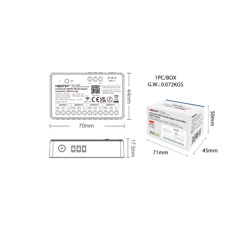 Wifi Led Dimmer - Miboxer SPIW5-4 5in1 SPI LED コントローラー