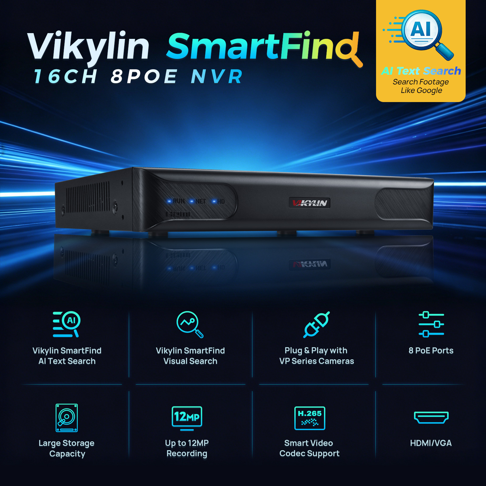 Smart Home Environment Monitoring System - Vikylin 4K NVR 16CH 8POE ホーム