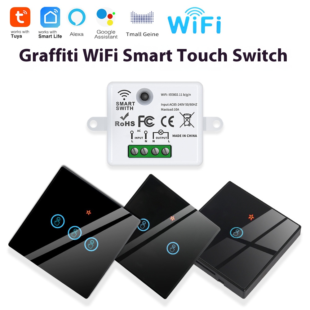 Smart Home Full System - Tuya スマートスイッチオフデバイスは、ワイヤレスタッチ、WiFi、ランダムステッカー、APPリモートコントロール、Alexa音声コントロール、Tiを搭載しています。