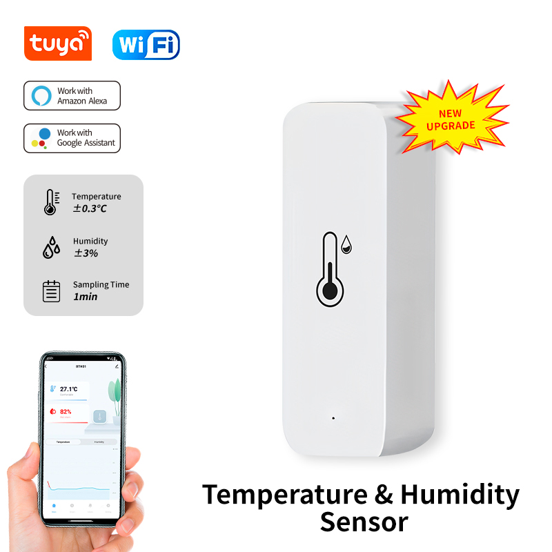 Smart Home News - Tuya WiFi 温度と湿度センサー屋内スマート温度計モニター Alexa Google ホーム音声アプリリモコン用