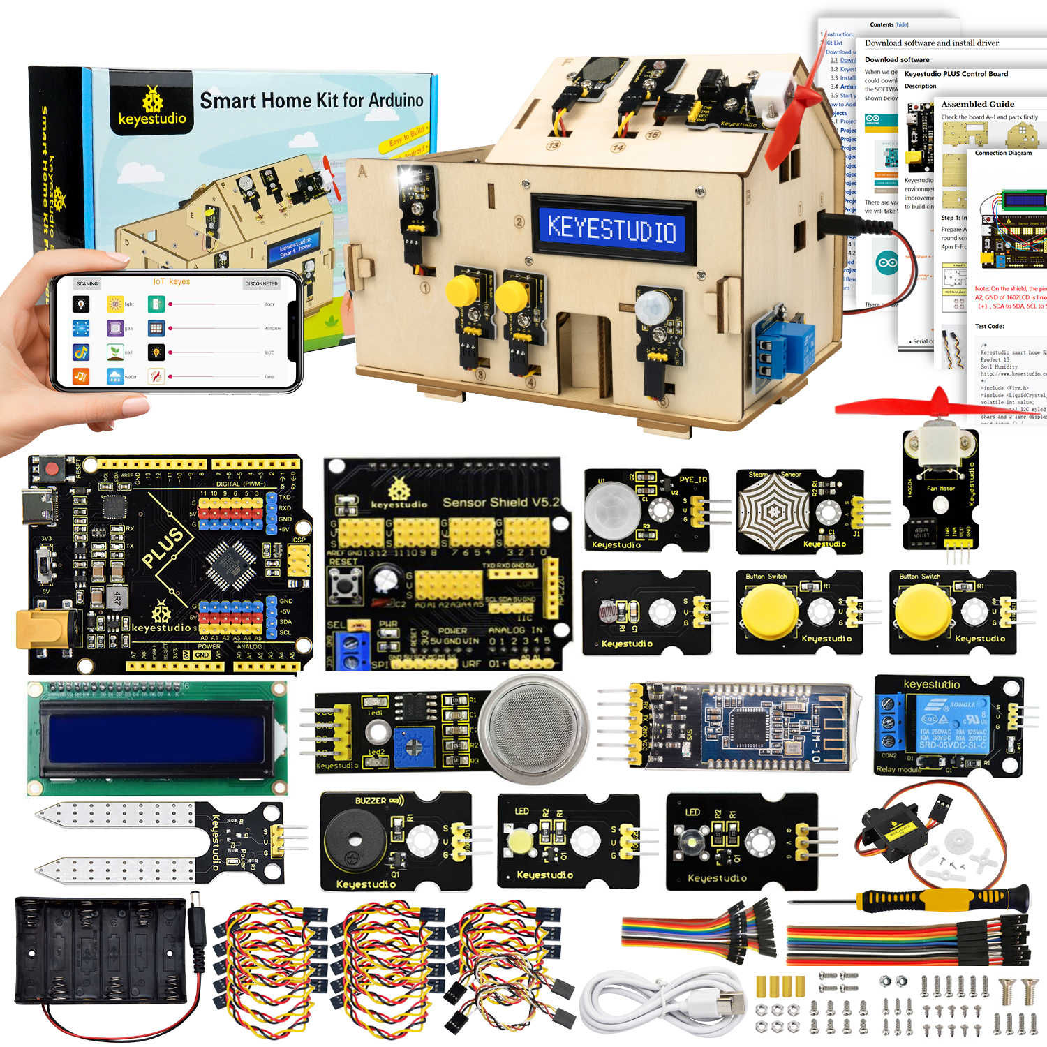 Smart Home Certification - KeyestudioスマートIOTホームキット（PLUSボード付き）ArduinoスターターキットDIY電子プログラミングプロジェクトキット/CE認証取得済み