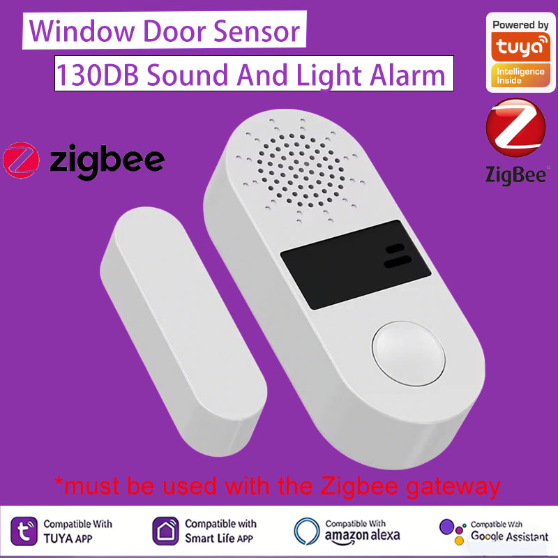Wireless Door Sensor - Tuya Zigbee ワイヤレスドアウィンドウ接触センサー 130DB サウンドアラーム スマートライフ