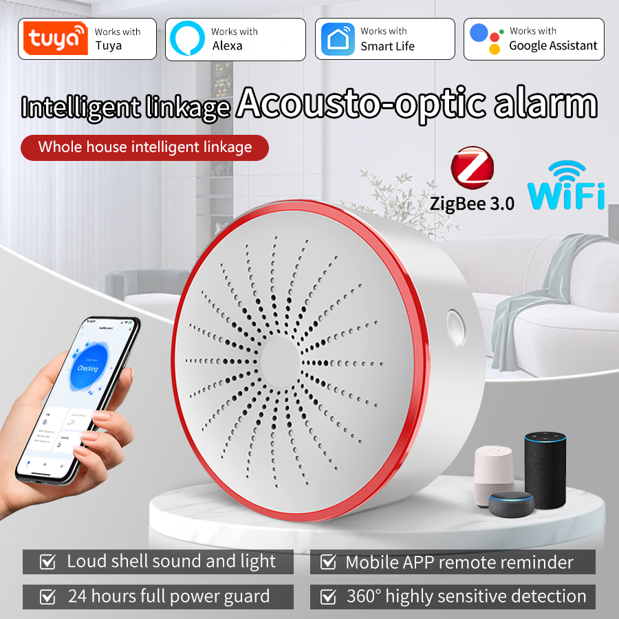 Smart Home Full System - Tuya WiFi ZigBee スマートアラームサイレン インテリジェントサウンド＆ライトアラーム ホームセキュリティシステム