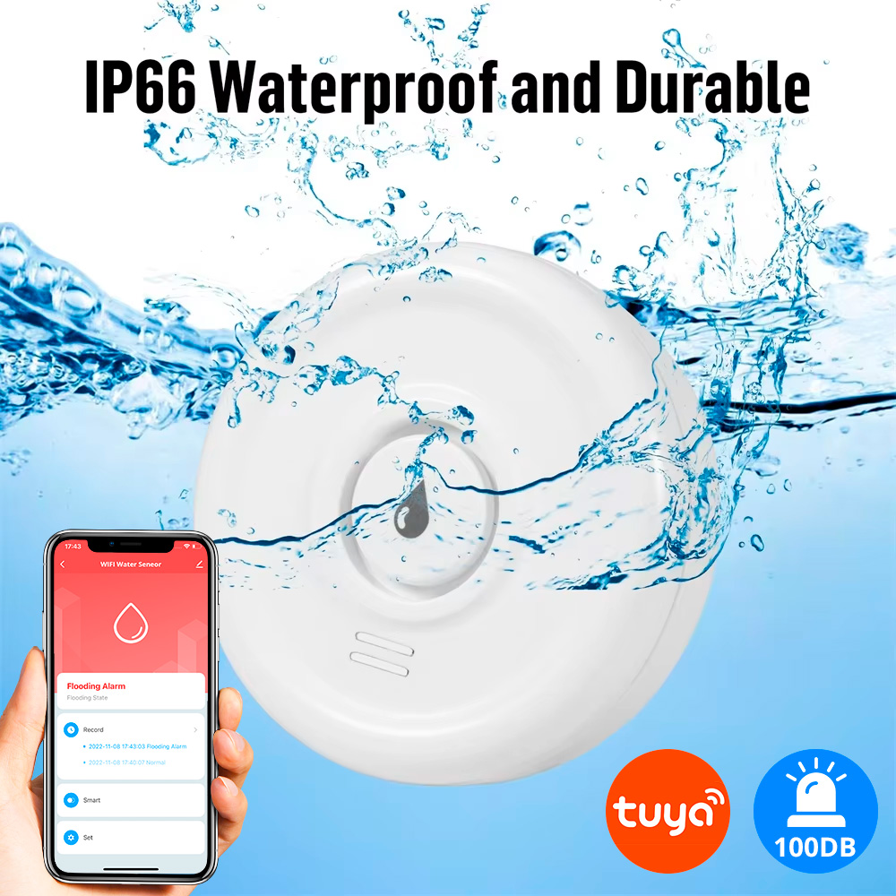 Wifi Water Sensor - KERUI Tuya スマートライフ WiFi 水漏れセンサー検出器 大音量アラーム警報