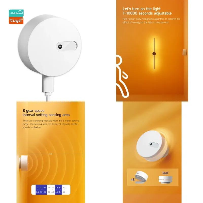 Zigbee Motion Sensor - ライフリベロ Mmwaveレーダー Zigbeeアラームセンサー スマートモーションセンサー 人感センサー 180度角度