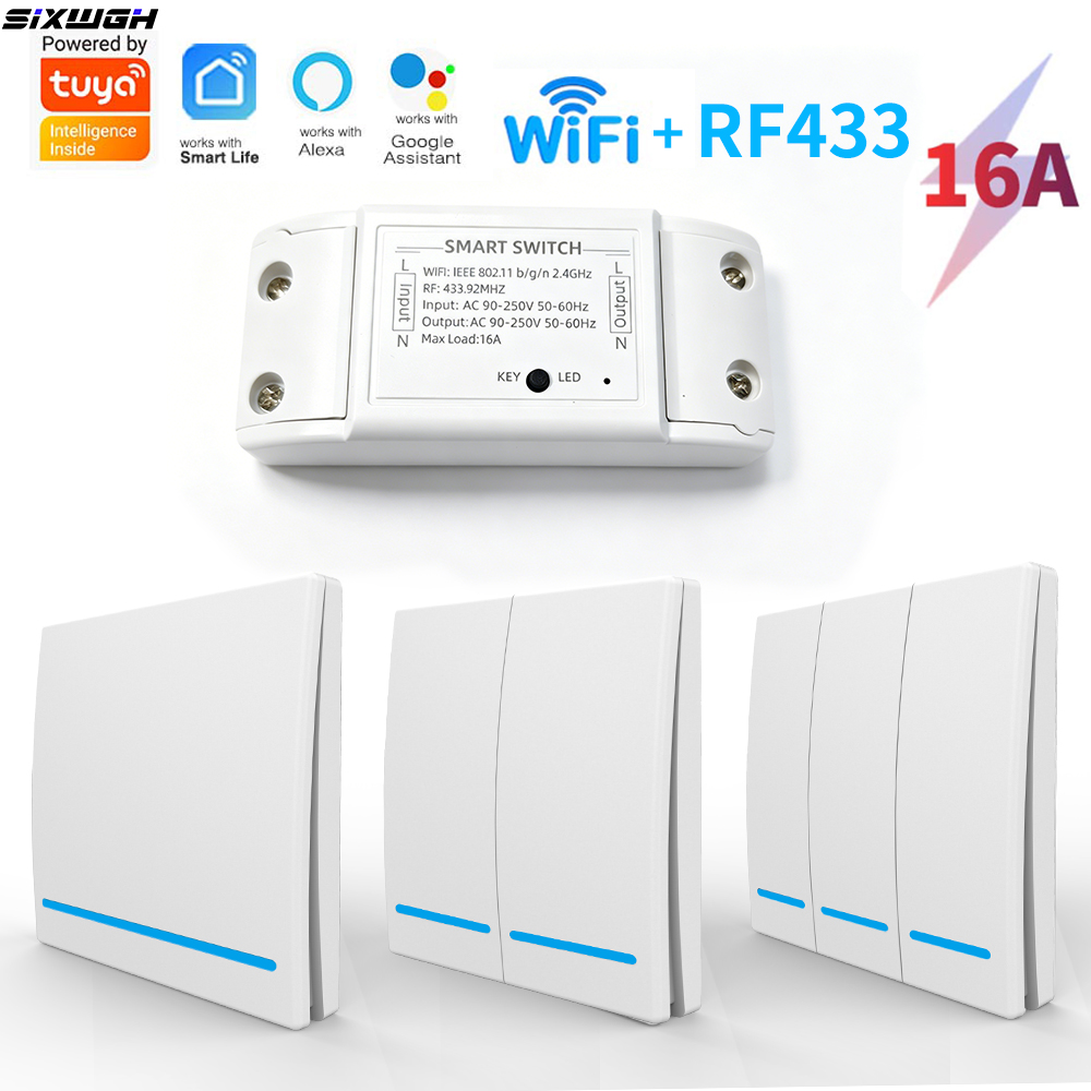 Smart Home Voice Assistant - 16A Tuya Wifi スマートスイッチ RF433MHZ ワイヤレスリモコンタイマースイッチサポートスマートライフアプリ