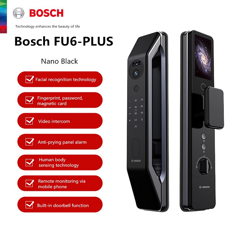 Smart Home Bosch - ボッシュ FU6 プラス スマートドアロック 顔認証電子指紋パスワードロック ビジュアル覗き窓付き
