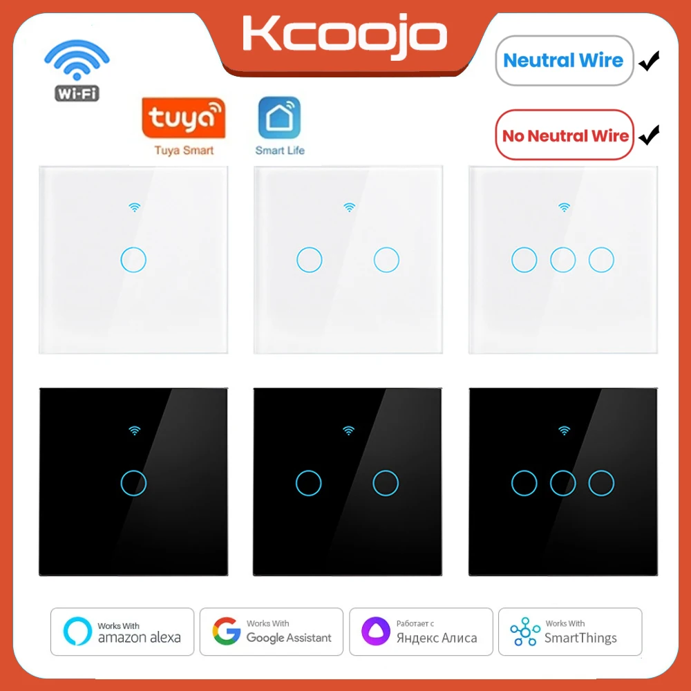 Smart Home Button - Tuya Wifi EU スマートスイッチ 1/2/3/4Gang タッチライトスイッチ壁センサー