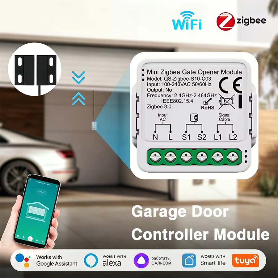 Wireless Door Sensor - Tuya スマート WiFi または Zigbee ガレージドアオープナーコントローラー