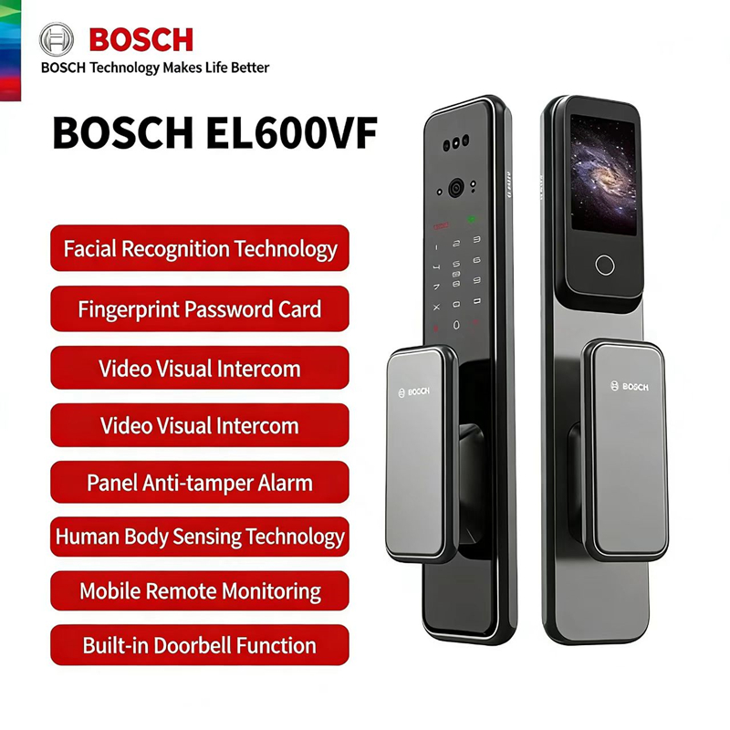 Smart Home Bosch - ボッシュ EL600VF スマートロック 3D 顔認識指紋パスワードセキュリティ電子ロック玄関ドア用盗難防止ドア