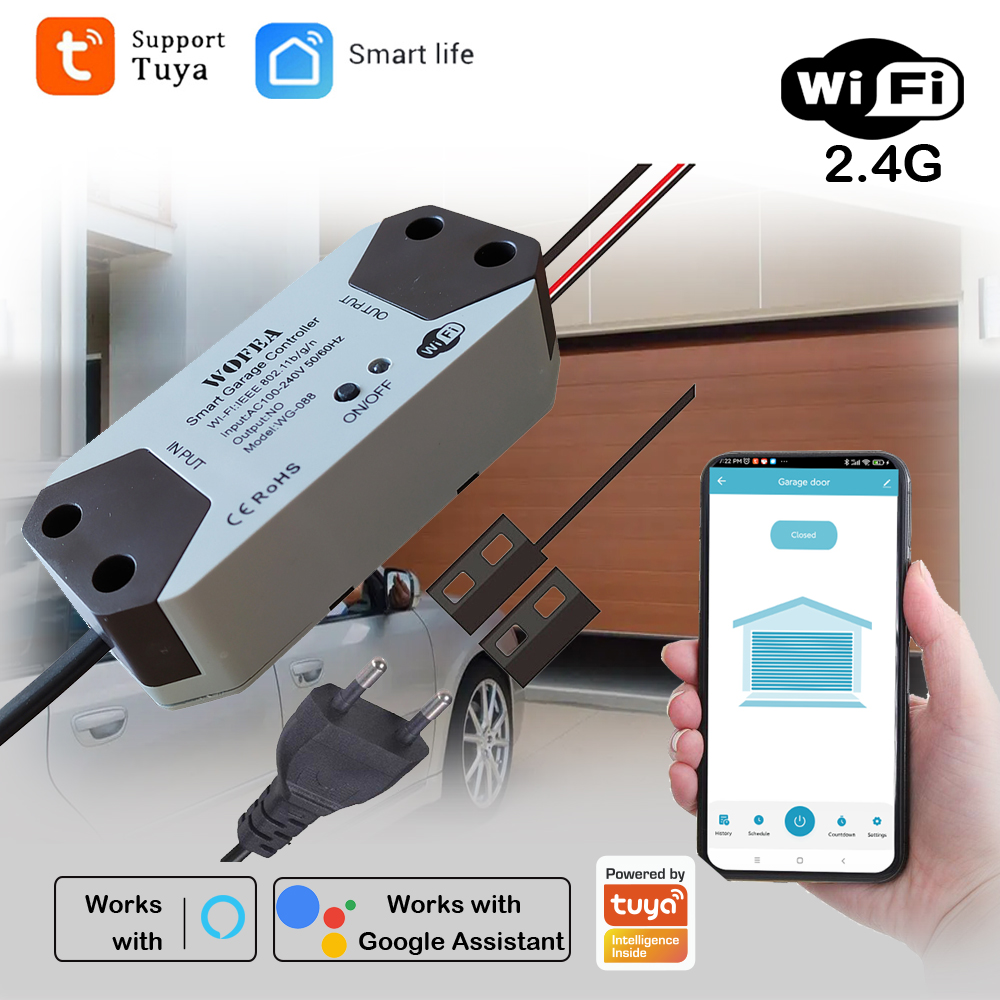 Smart Home Vimar - スマートガレージドアオープナーコントローラー,EUプラグ,Alexa, Echo, Google Home,Smartlife,Tuyaアプリケーションによる制御,ハブは不要