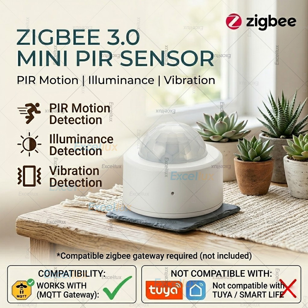 Zigbee Motion Sensor - Zigbee 3.0 ミニモーションセンサー PIR 人体検知器照度振動検出セキュリティ盗難警報センサー Z2M