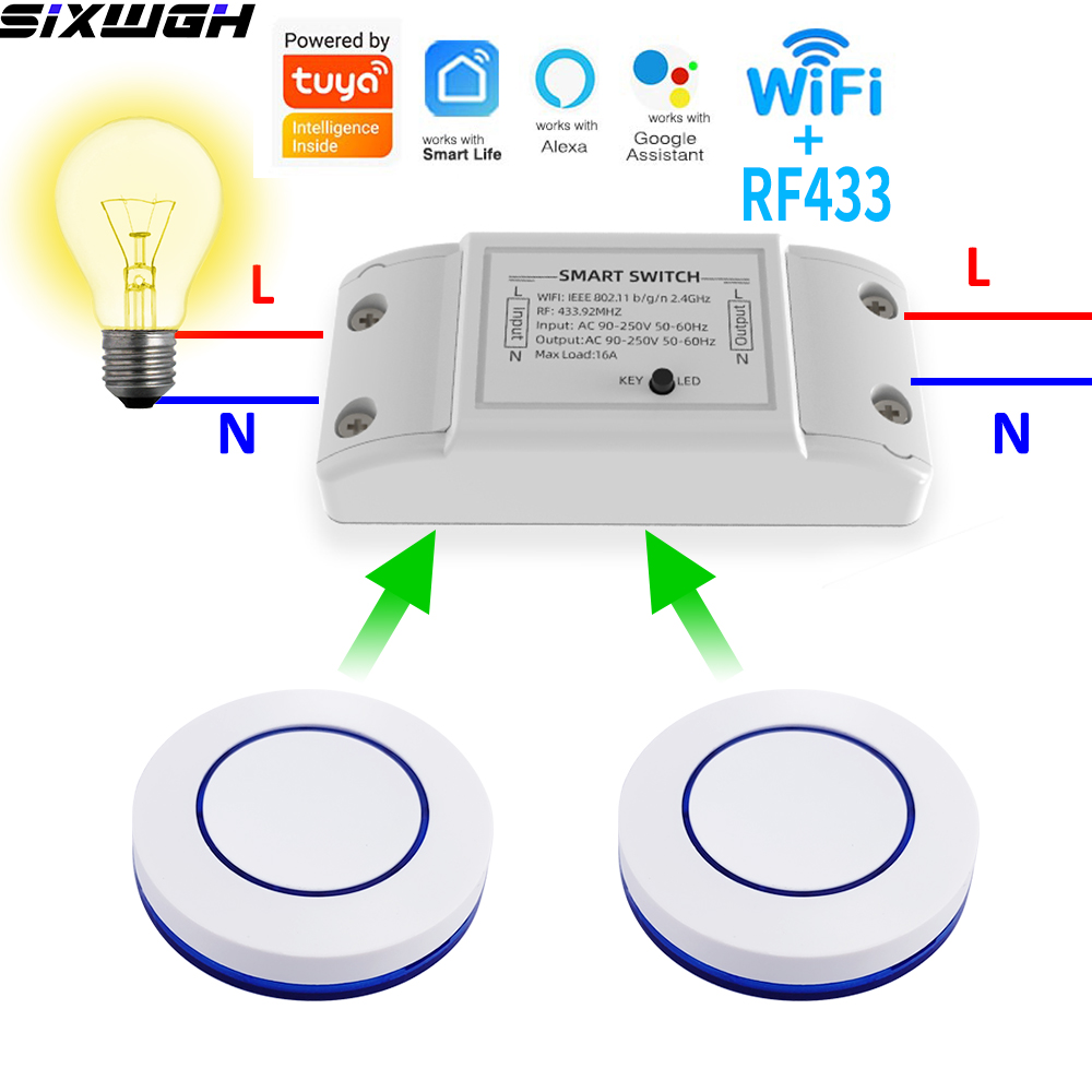 Smart Home Button - 16A WiFi Tuya スマートスイッチ ワイヤレスリモコンタイマースイッチ 互換性のあるスマートライフアプリ