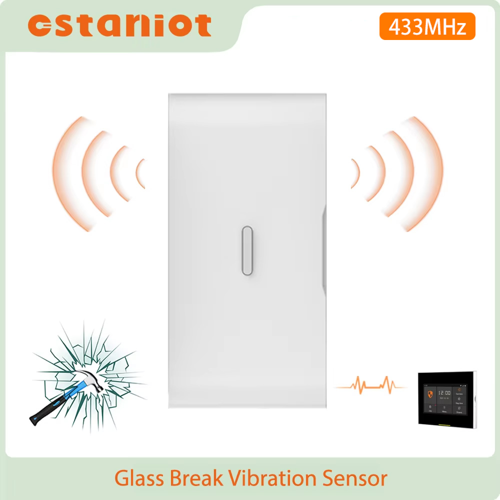 Wireless Door Sensor - Staniot 433MHz EV1527 ワイヤレス振動ガラス破損センサー 室内高感度 ドア/窓用