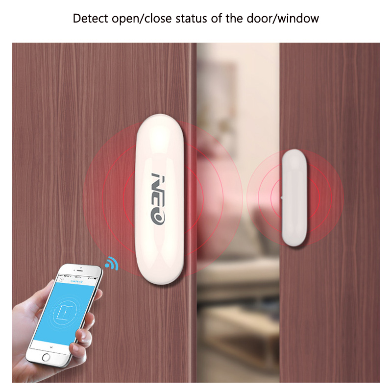 Wireless Door Sensor - インテリジェントワイヤレスドア磁気検出器アラーム Tuya WiFi ドア&窓センサー開閉状態を検出小型でコンパクト
