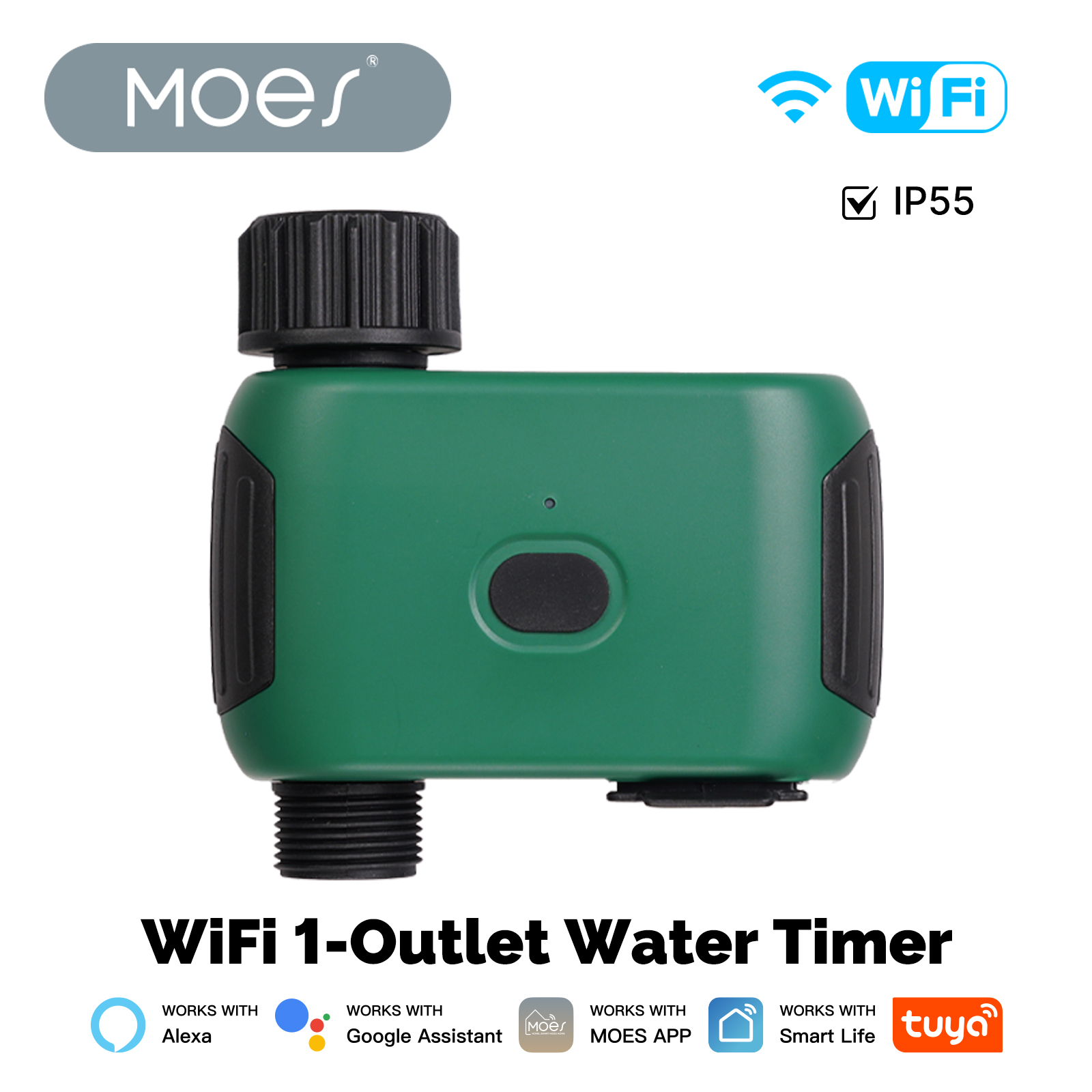Smart Home Moes - MOES Tuya スマートWiFi 1口ウォータータイマー灌漑システム自動化アプリ制御 Alexa、Google Home、アシスタント対応