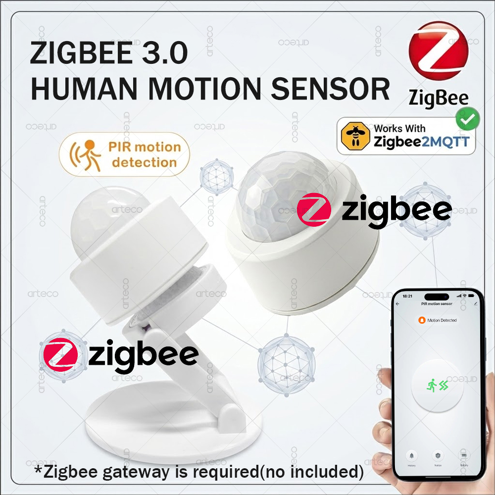 Zigbee Motion Sensor - Zigbee 3.0 ミニ PIR モーションセンサー人体赤外線検出器セキュリティアラームサポート Zigbee2mqtt