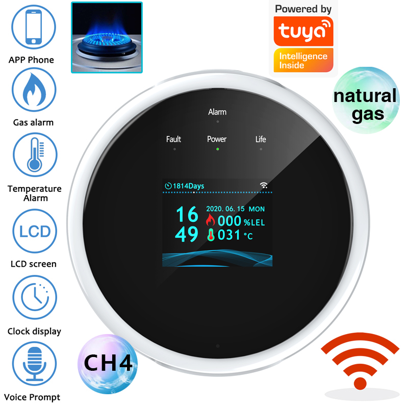 Smart Home Full System - 2.4G WiFi ガス警報センサー可燃性ガス検知器は Tuya/スマートライフアプリと連携し、家庭用警報システム用の情報プッシュ機能を備えています。