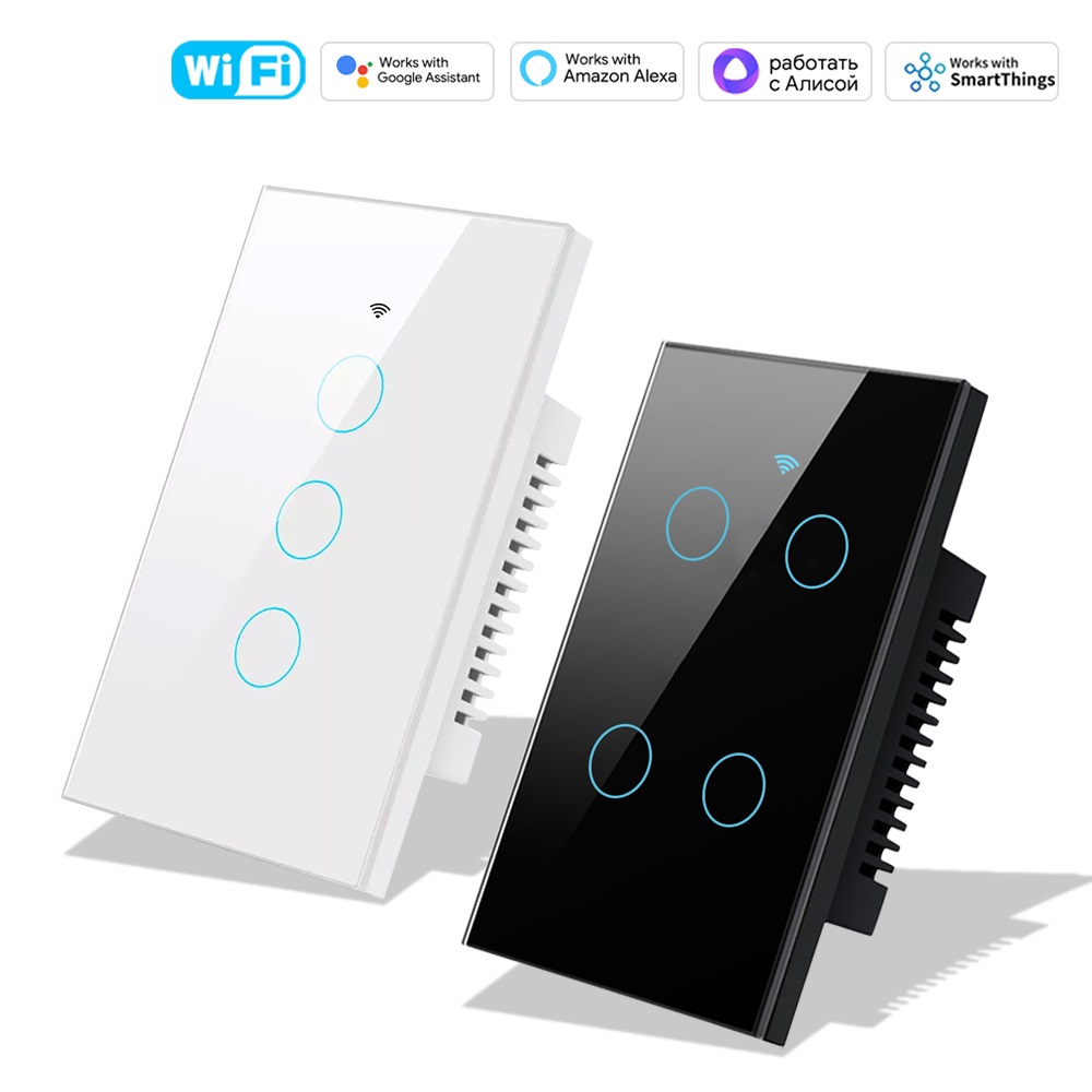 Smart Home Touchscreen Control Panel - スマートライフ Wifi+Bluetooth タッチライトウォールスイッチ US タッチパネルスイッチ 中性線不要&中性線あり