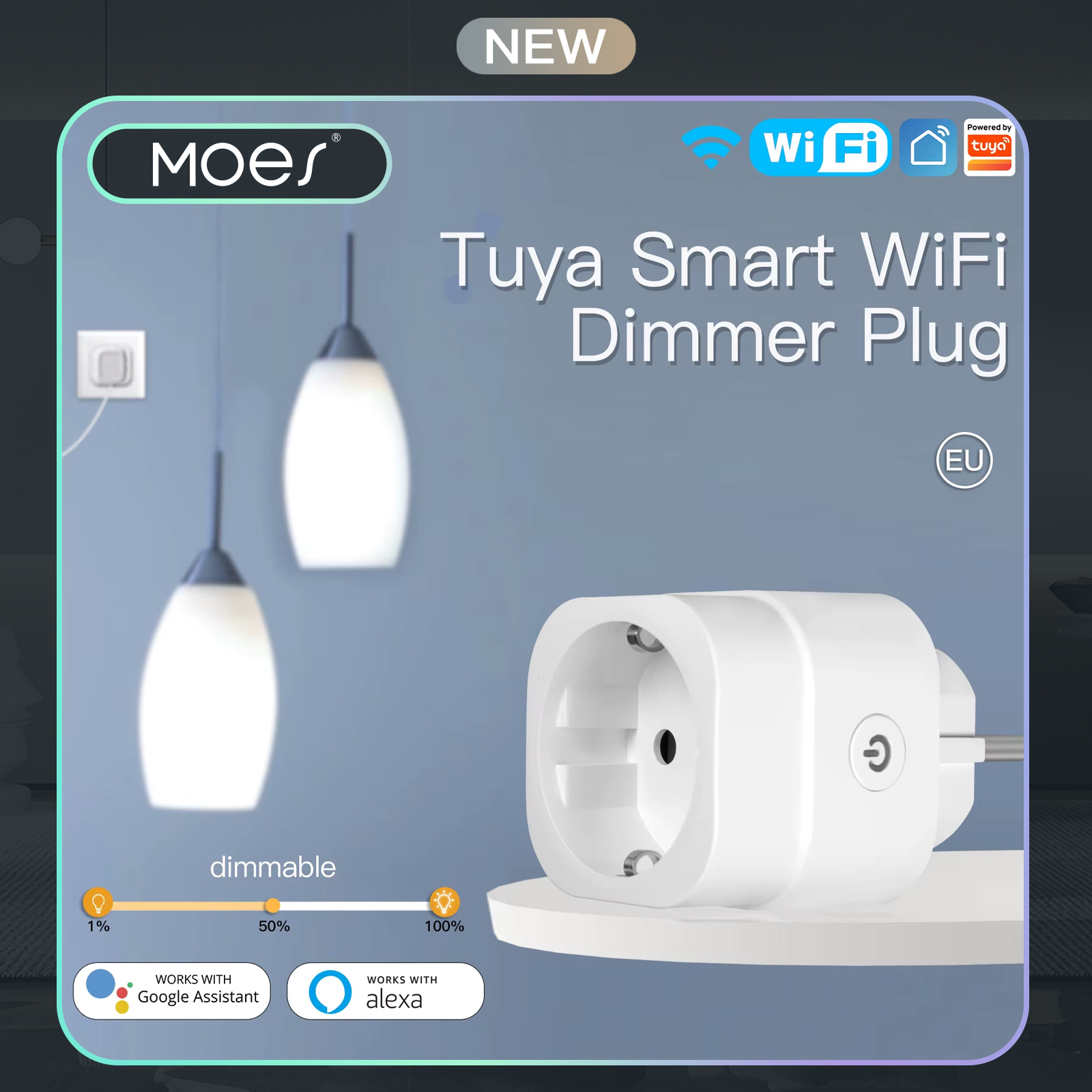 Smart Home Moes - MOES Tuya WiFi スマートプラグ 調光可能な電源ソケット 明るさ調整タイマー