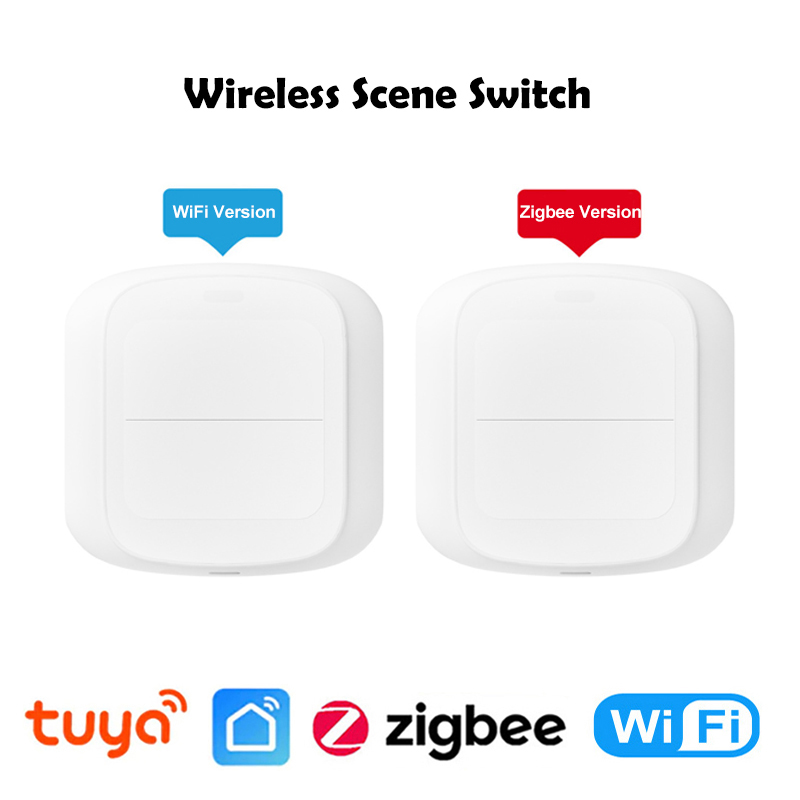 Smart Home Interior - Tuya WiFi ZigBee スマートシーンワイヤレススイッチプッシュボタンコントローラーオートメーションシナリオ 2 ギャングスマートホームガジェットスマートコントロール