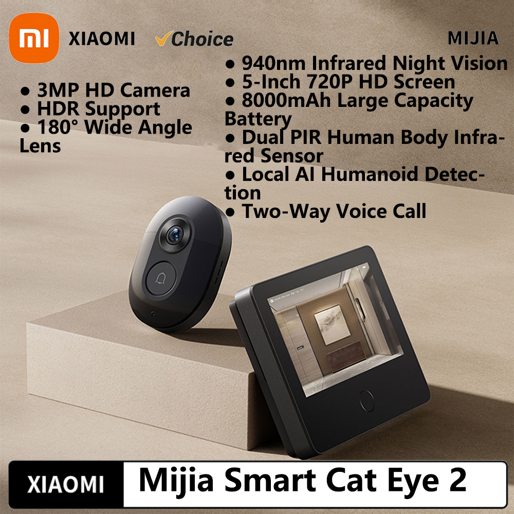 Smart Home Video Doorphone Ezviz - Xiaomiスマートキャットアイ2 WiFiワイヤレスカメラビデオ覗き穴ドアベル3MP HD赤外線ナイトビジョン180°広角 Mi Homeアプリ対応