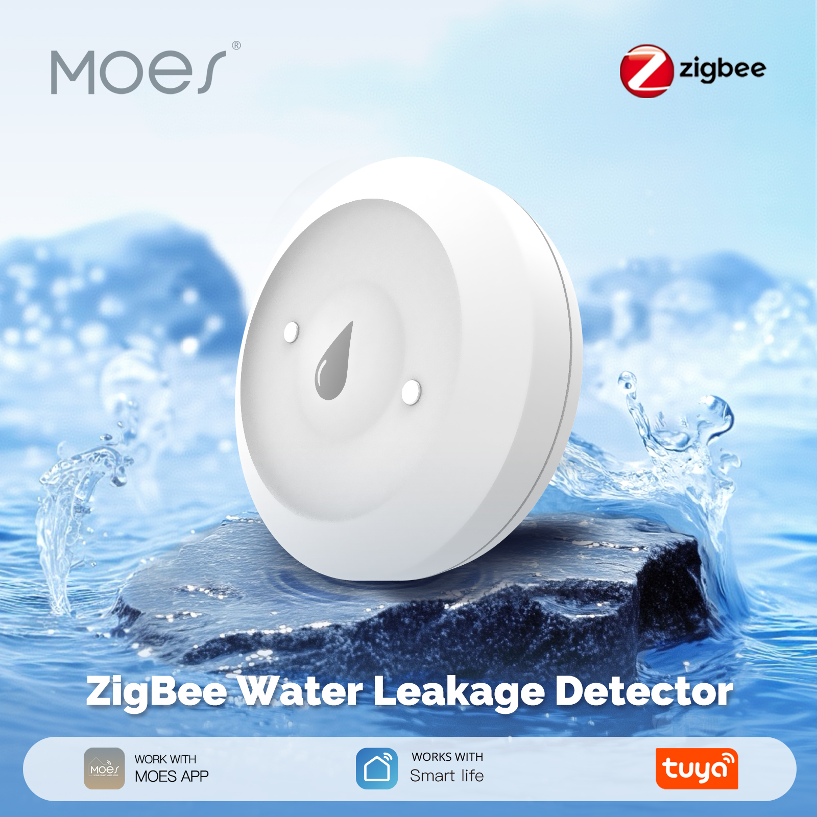 Smart Home Moes - MOES Tuya ZigBee スマート水センサー漏水検知器浸漬センサー洪水水漏れ警報スマートライフアプリリモート監視