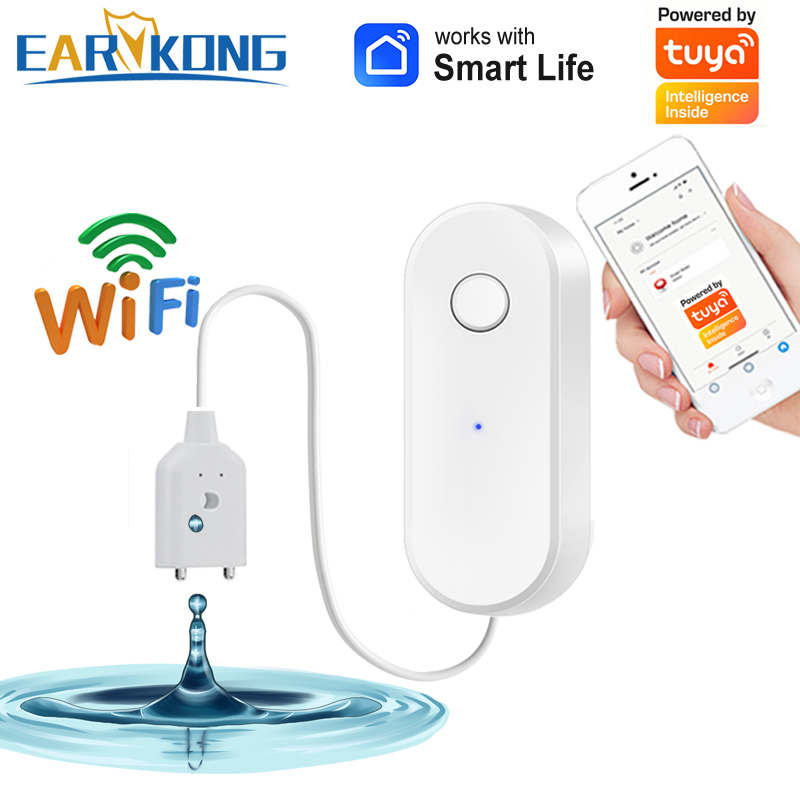 Wifi Water Sensor - Tuya WiFi スマート水漏れセンサー液体漏れ警報オーバーフローレベル検出器洪水保護 SmartLife アプリ