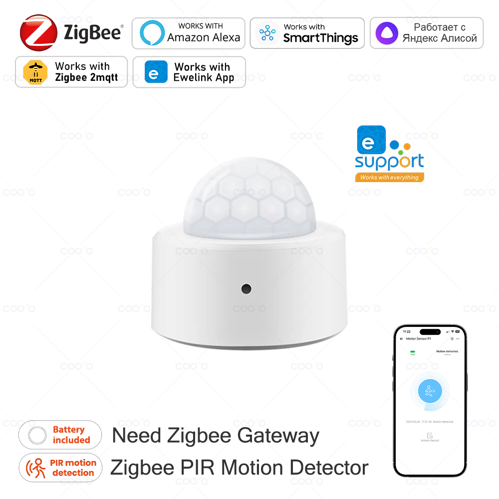 Zigbee Motion Sensor - Zigbee-ミニpirモーションセンサー、人体モーション、赤外線検出器、セキュリティアラーム、alexa、Google Home、zigbee2mqttで動作、ゲートウェイに必要