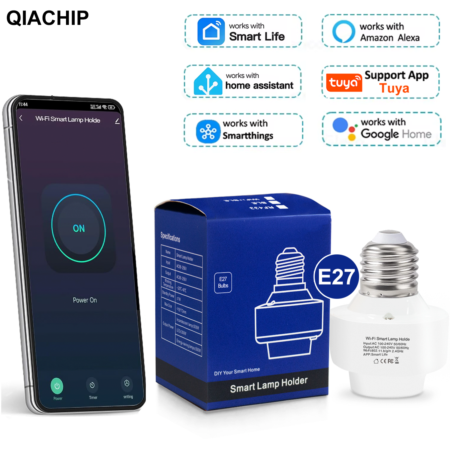 Smart Home Button - Tuya スマート E27 ソケットスイッチ APP コントロールタイマーはスマートライフ