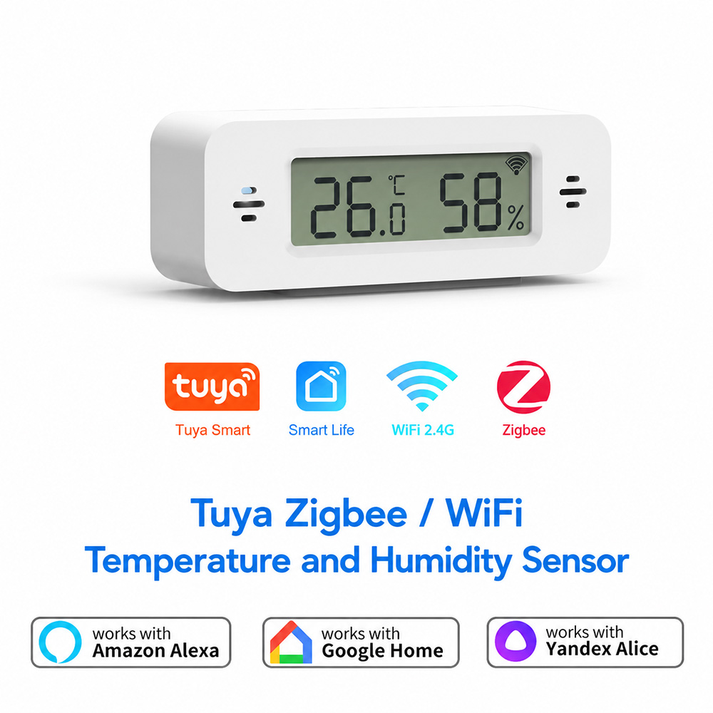 Smart Home Tablet - Tuya Zigbee WiFi ミニ温度&湿度センサー スマートホーム温度計 湿度計