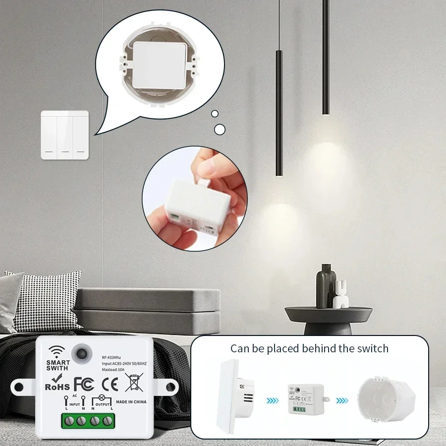 RF 433MHz ワイヤレスリモートコントロールスイッチス - Smart Home Button のレビューと価格