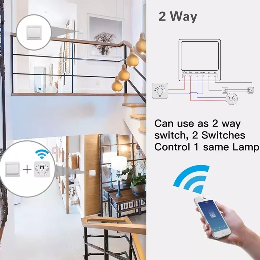 16A 20A WiFiスマートスイッチ 2ウェイコントロー - Smart Home Button のレビューと価格