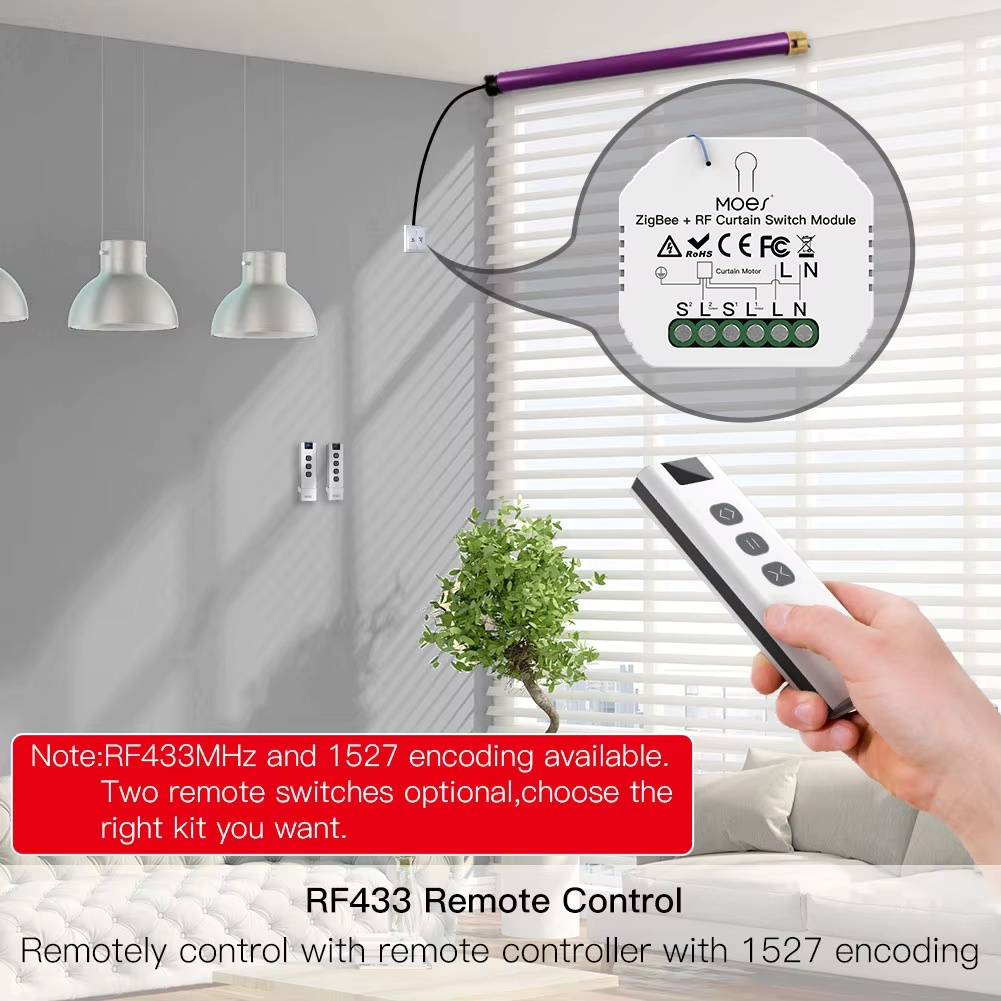 MOES ZigBee スマート RF433 カーテンスイッ - Smart Home Moes のレビューと価格