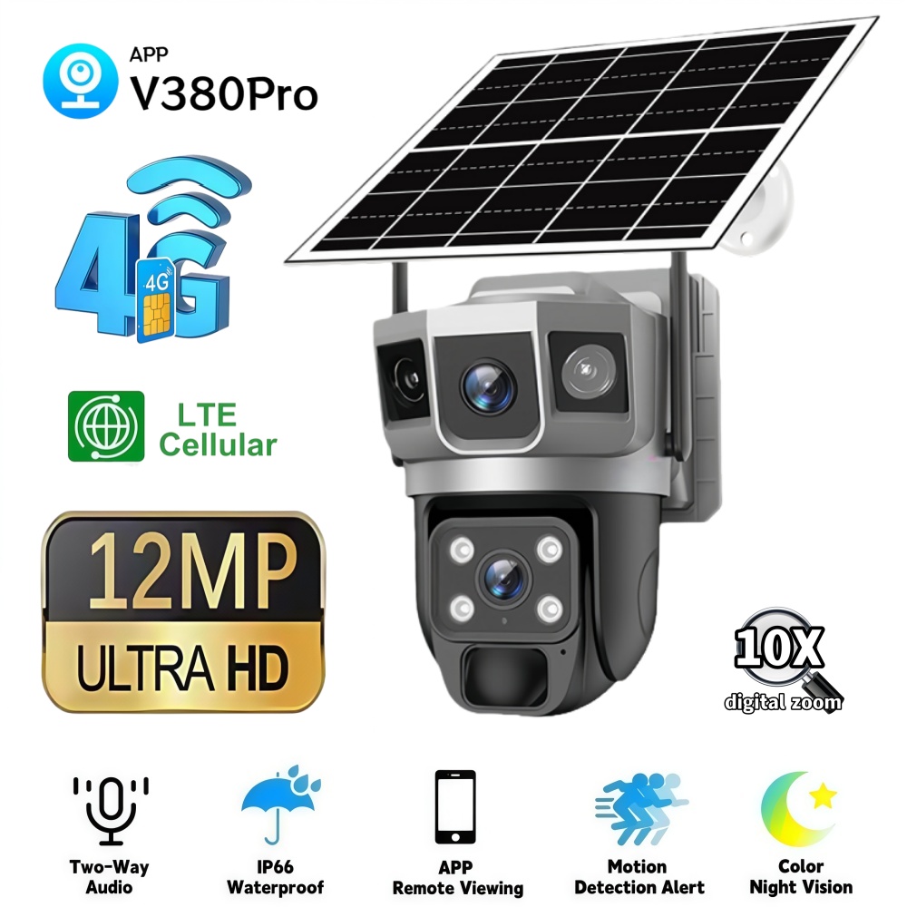 4G カメラ屋外ソーラー監視カメラ 12MP HD 3 スク - Smart Home News のレビューと価格