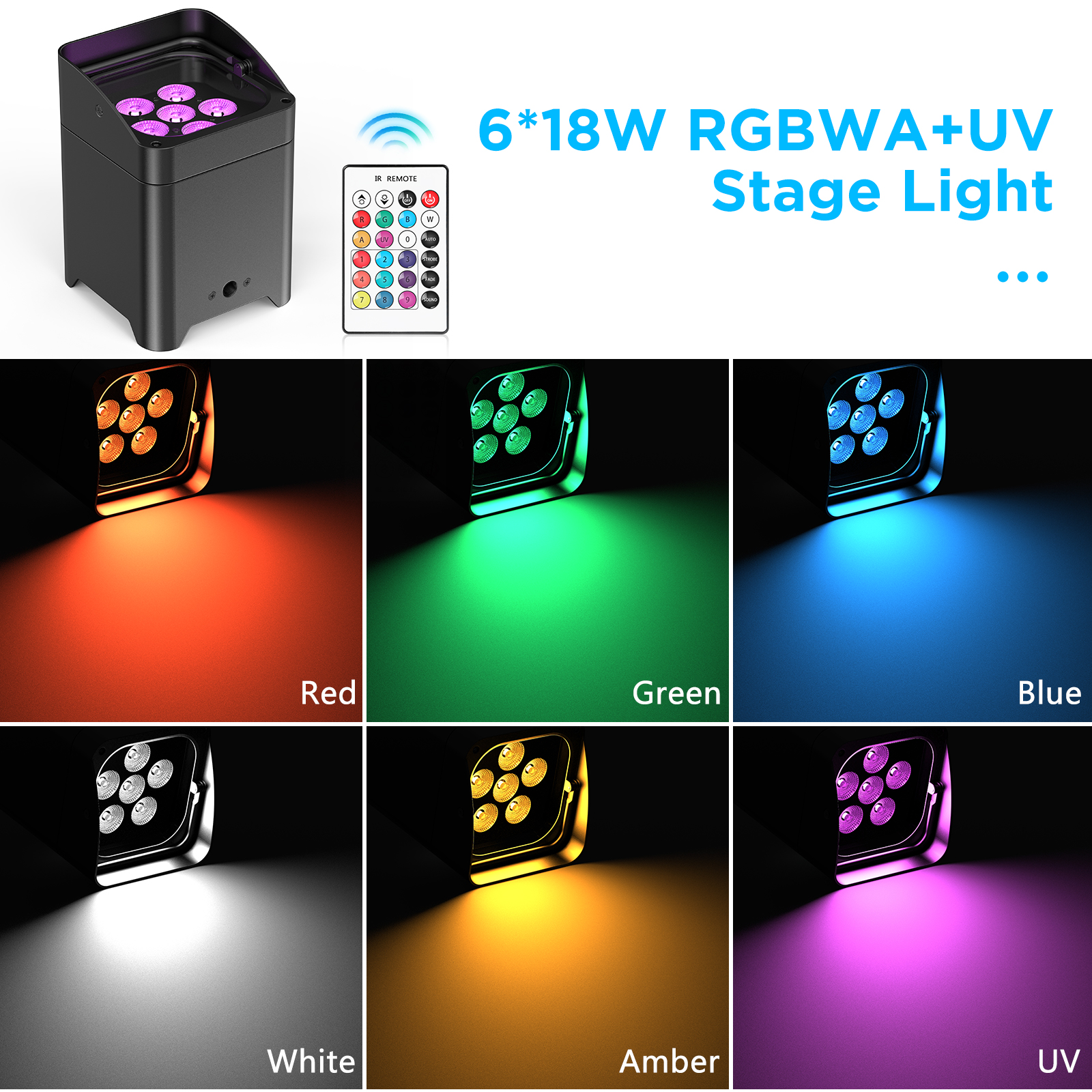 U'King 4個セット 6x18W 6in1 RGBAW+ - Wifi Led Dimmer のレビューと価格