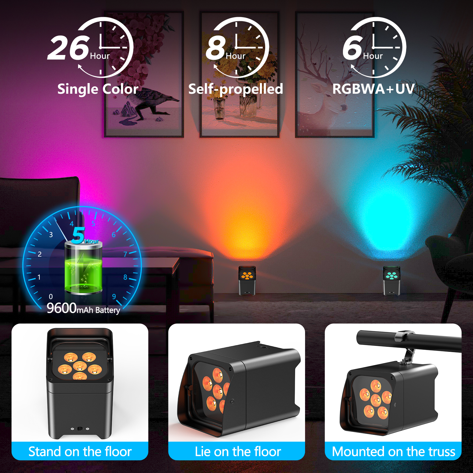 U'King 4個セット 6x18W 6in1 RGBAW+ - Wifi Led Dimmer のレビューと価格
