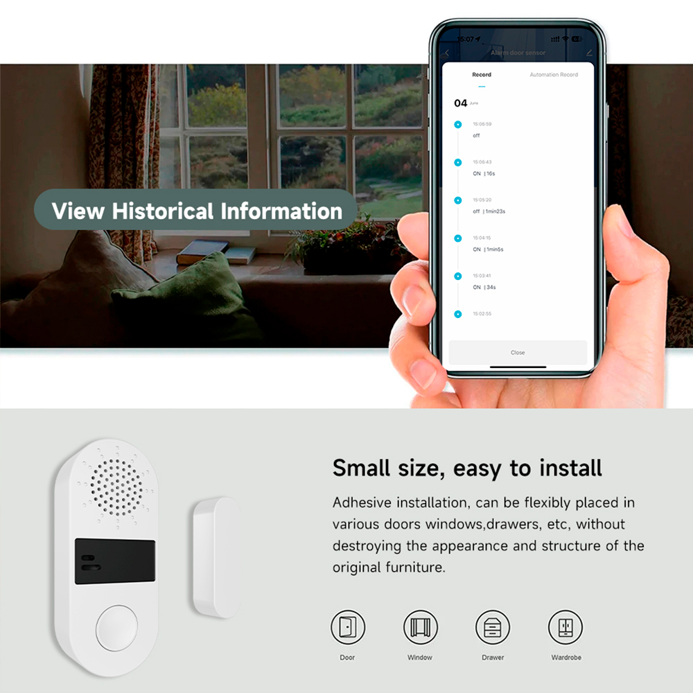 Tuya Zigbee ワイヤレスドアウィンドウ接触センサー - Wireless Door Sensor のレビューと価格