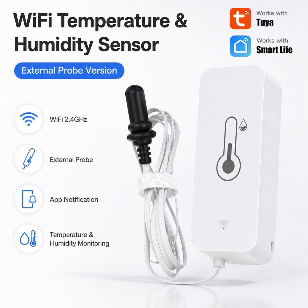 Tuya WiFi 温度湿度センサー 外部プローブ付き スマ - Smart Home News のレビューと価格
