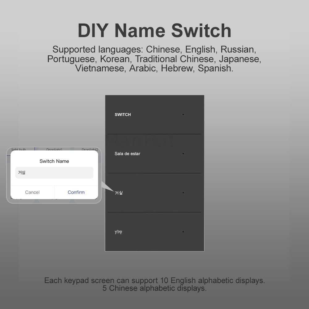 MANHOT WiFi スマート DIY ネームスイッチ 1 - Smart Home Button のレビューと価格
