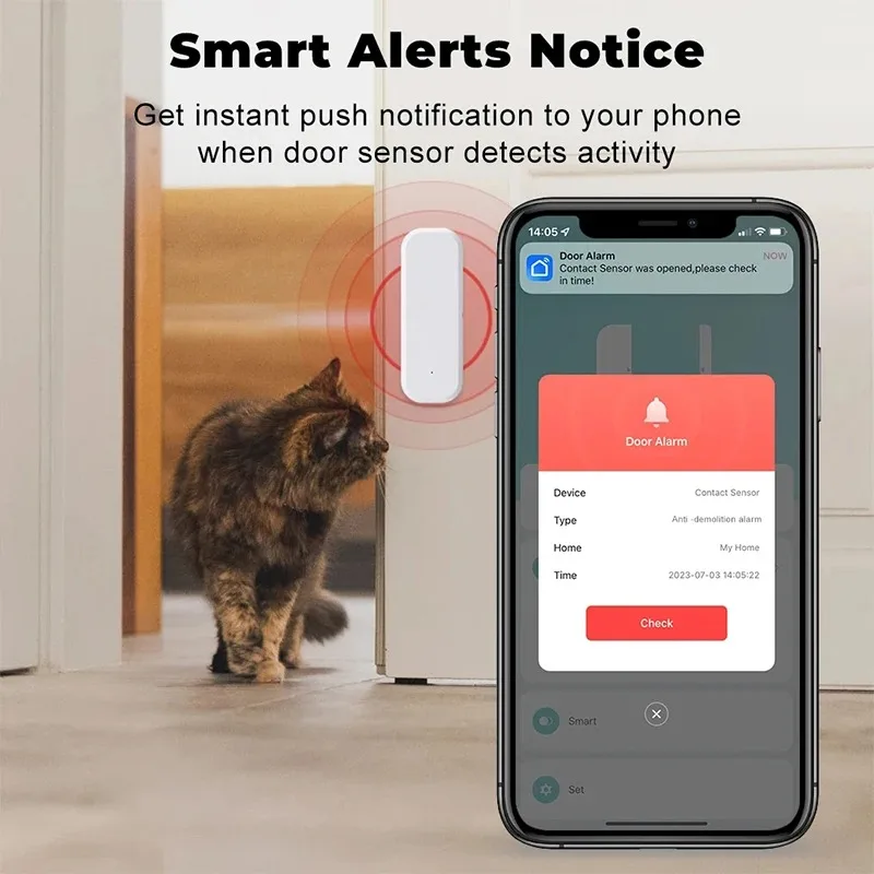 Tuya WiFi スマートドアウィンドウセンサー開閉検知器 - Smart Home Full System のレビューと価格