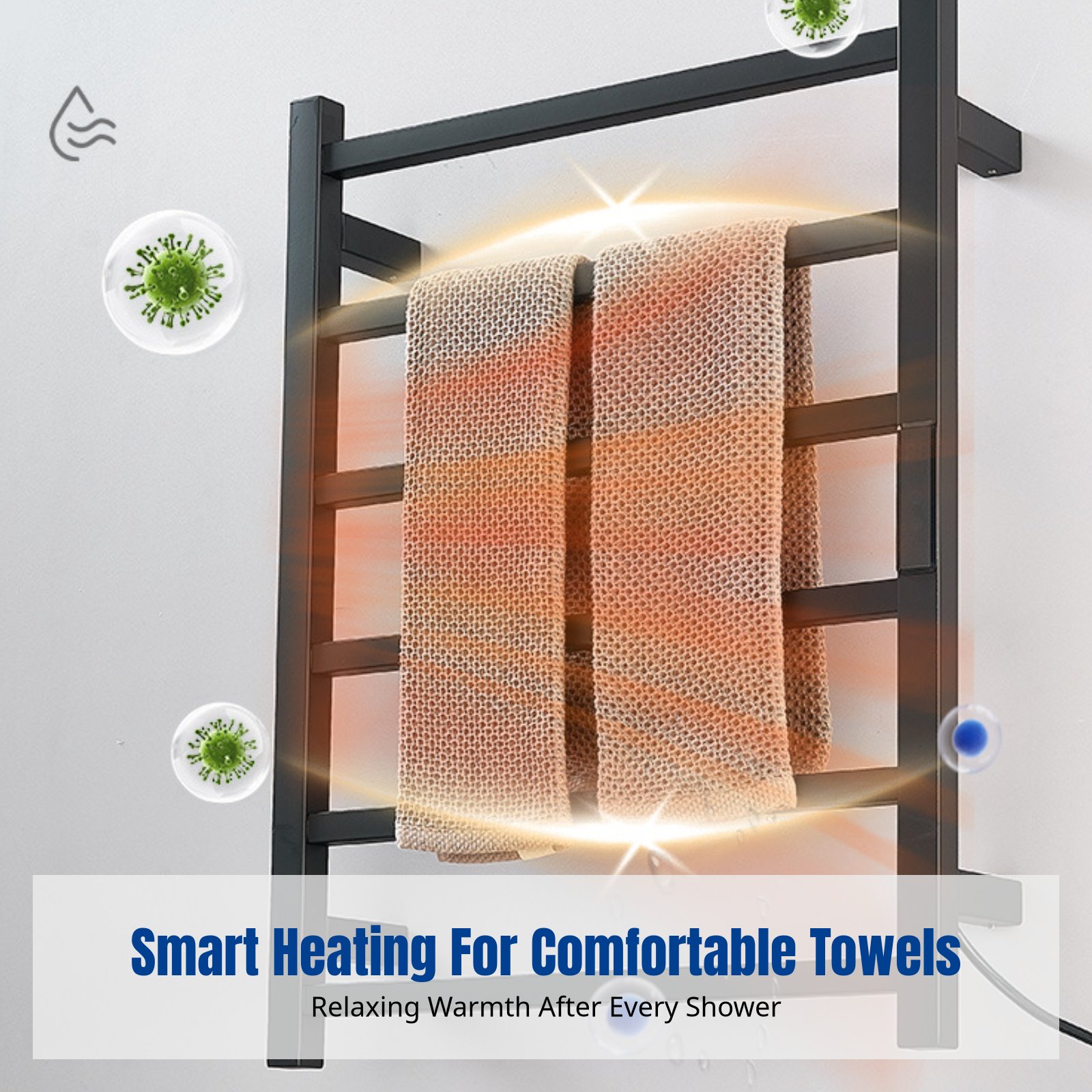 スマート電動タオルラック、加熱式タオルウォーマー、ステンレス - Smart Home Display のレビューと価格