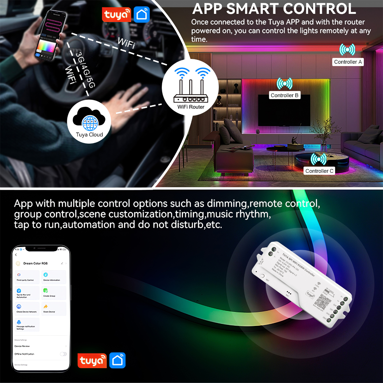 Tuya Wifi LED SPI RGBIC RGBWIC - Wifi Led Dimmer のレビューと価格