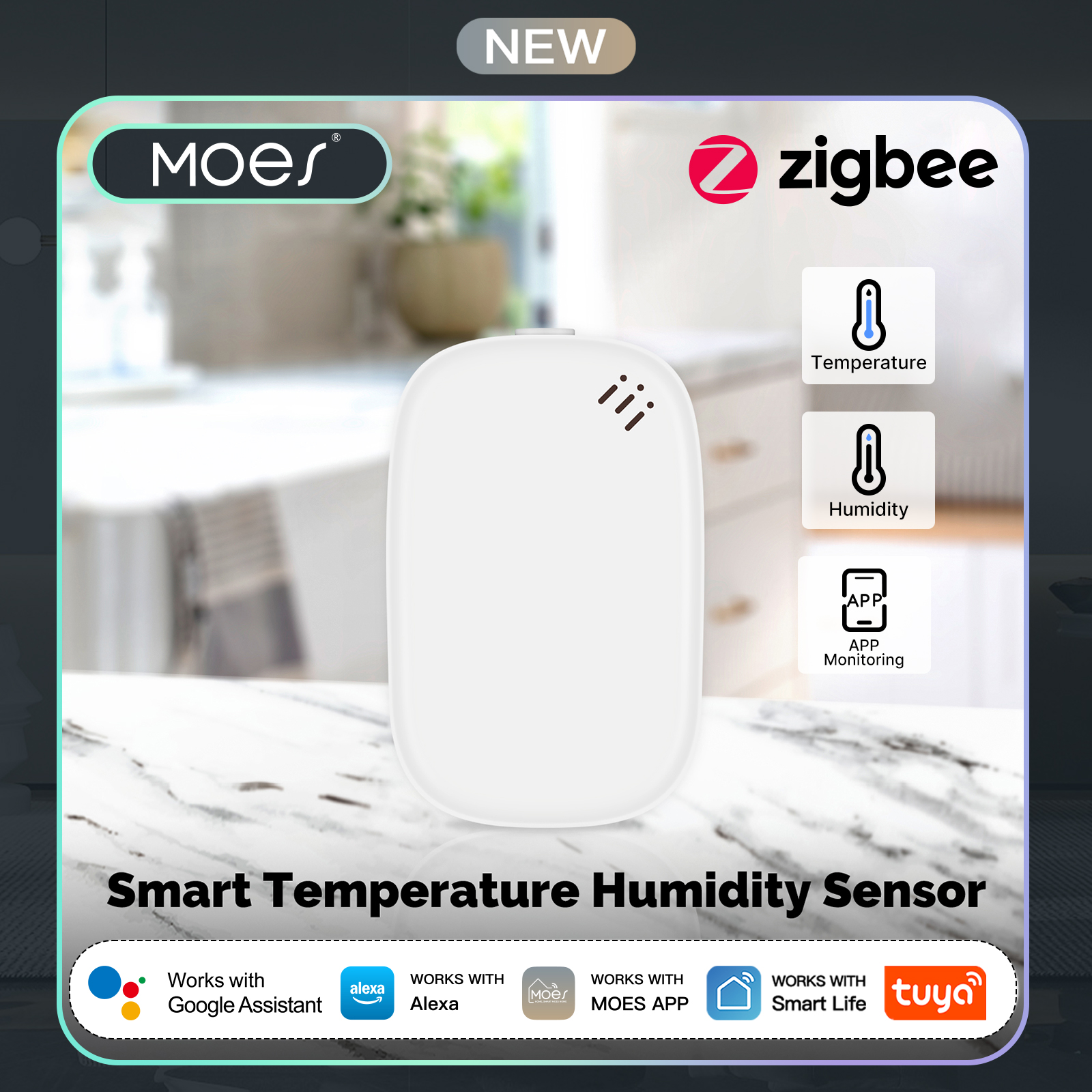 MOES Tuya Zigbee スマート温度湿度センサー  - Smart Home News のレビューと価格
