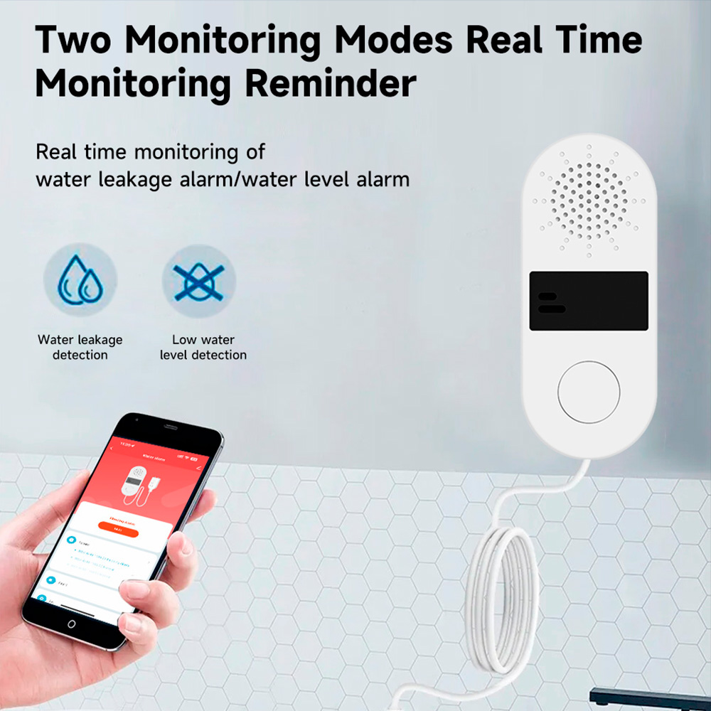 水漏れ検知器,Wi-Fi,Tuya,音声および光アラーム付き - Wifi Water Sensor のレビューと価格