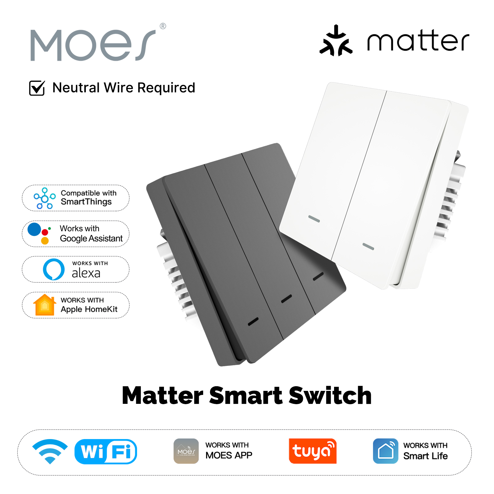 MOES Matter Tuya WiFi スマート ライト - Smart Home Button のレビューと価格