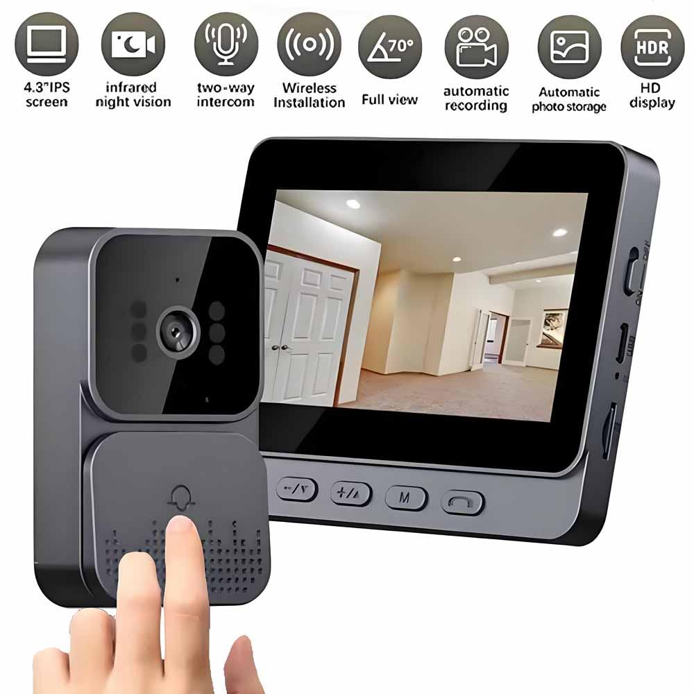 ワイヤレスインターホンドアベル HD ナイトビジョン 4.3 - Smart Home Video Doorphone Ezviz のレビューと価格
